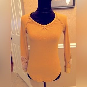 We the Free Mustard Yellow Thermal top